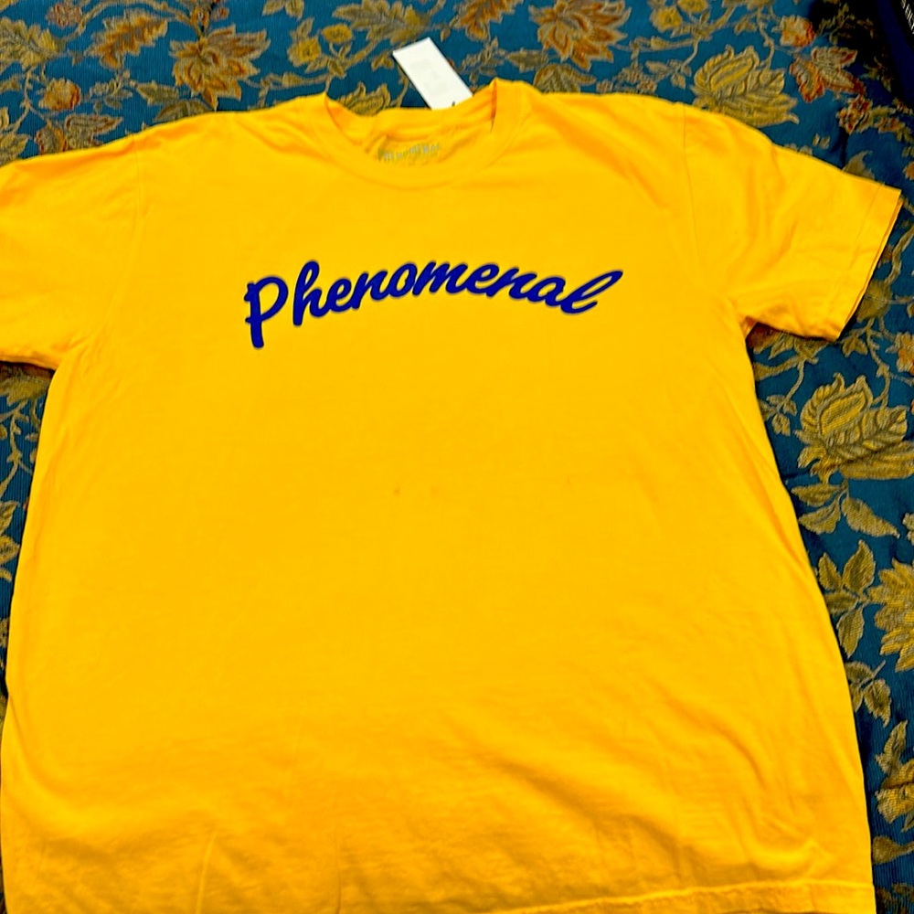 NWT mustard color Phenomenal size large t-shirt. Phenomenal written in blue